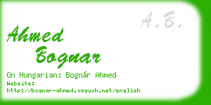 ahmed bognar business card