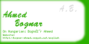 ahmed bognar business card